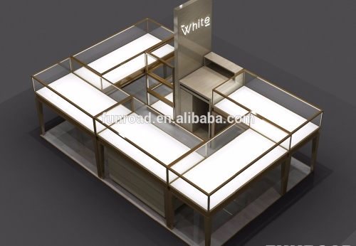 Funroad Customized Mall Jewelry Kiosk with Glass Showcase Design for Middle East Market