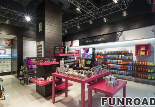 Unique Cosmetic Brand Shop Design with Customized Wooden Display Furniture