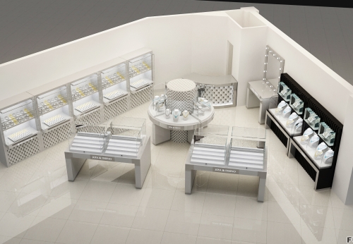 High end jewelry  store showcase  for retail shop