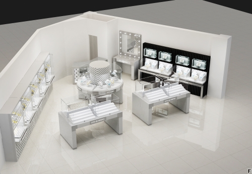 High end jewelry  store showcase  for retail shop