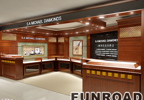 Customized Wood Jewelry Showcase for Shopping Mall Display