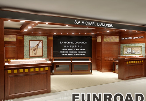 Customized Wood Jewelry Showcase for Shopping Mall Display