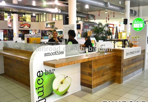 Shopping Mall Custom Wooden Laminate Juice Bar Kiosk For Sale 