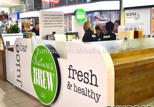 Shopping Mall Custom Wooden Laminate Juice Bar Kiosk For Sale 