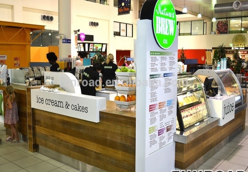 Shopping Mall Custom Wooden Laminate Juice Bar Kiosk For Sale 