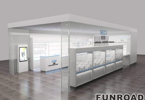 Fashion Decoration Retail Cell Phone Display Kiosk Store Interior Design