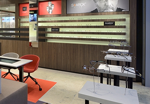 Optical Store Interior Design with Reception Desk and Wall Cabinet