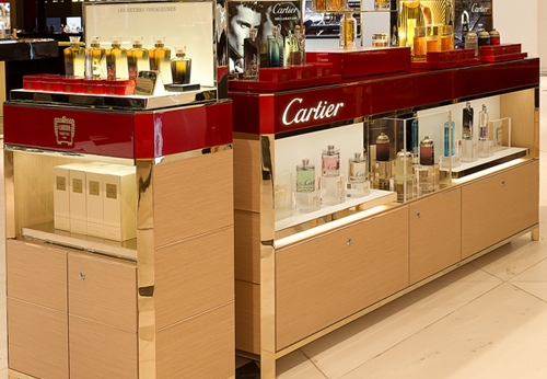 Custom Cosmetic Showcase for Cartier Shop Interior Design