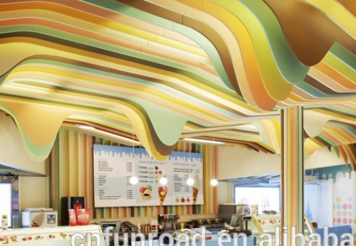 Colorful Ice Cream Shop Interior Design With Counter 