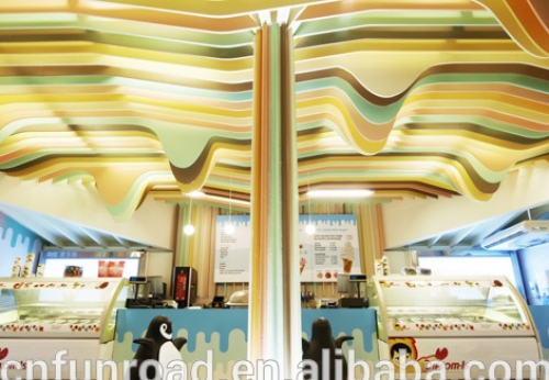 Colorful Ice Cream Shop Interior Design With Counter 