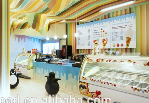 Colorful Ice Cream Shop Interior Design With Counter 