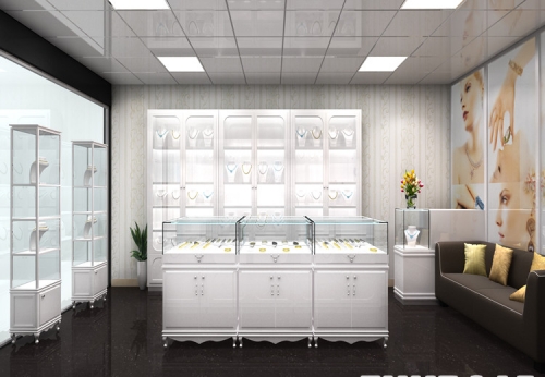 Customized Design Jewelry Display Showcase with Glass Cabinet