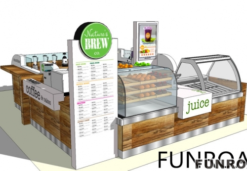 Wooden Food & Beverage Kiosk for Coffee Shop Mall Kiosk On Wheels Design