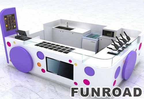 Purple Juice Display Kiosk for Milk Tea Shop Furniture