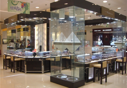 Modern Shopping Mall Glass Jewelry Case For Display 