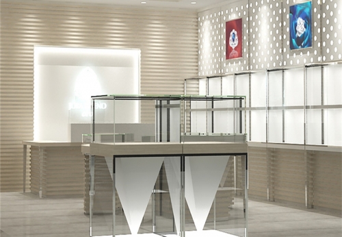 Retail Shopping Mall Jewelry Showcase with Glass Window Display 