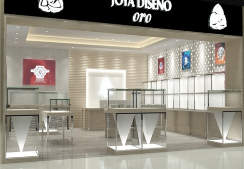 Retail Shopping Mall Jewelry Showcase with Glass Window Display 