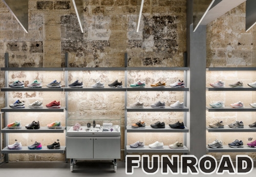 Upscale Shoes Store Design with Metal Display Racks