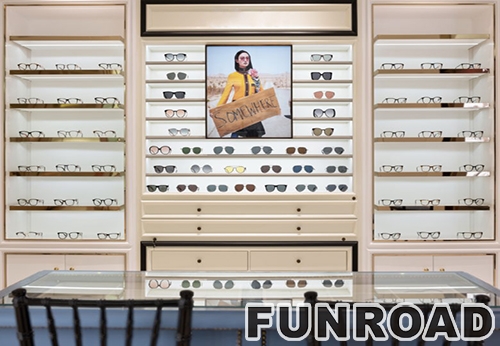 Sunglasses shop interior design luxury sunglasses brand display counter and metal display cabinet