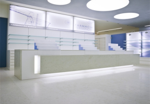 Wooden Pharmacy Showcase Furniture with LED Light for Drug Store Interior Design