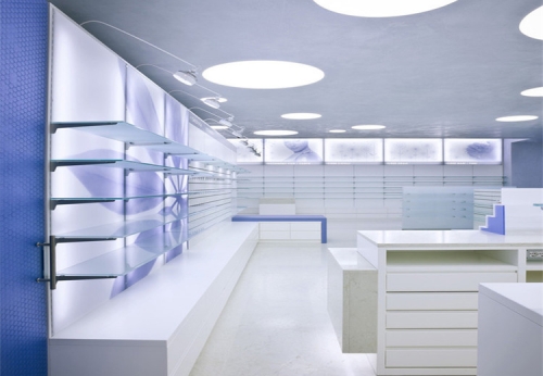 Wooden Pharmacy Showcase Furniture with LED Light for Drug Store Interior Design