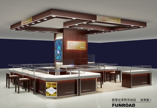 Mall Furniture Display Jewelry Shopping Mall display Showcase Kiosk With Custom Design 