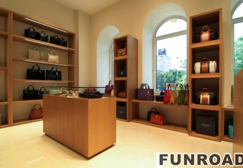 Customized handbag display cabinet and wallet display counter for handbag store decoration