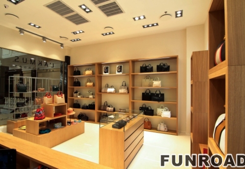 Customized handbag display cabinet and wallet display counter for handbag store decoration