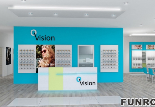 Blue Design Sunglasses Store Display Shelf For Optical Shop 