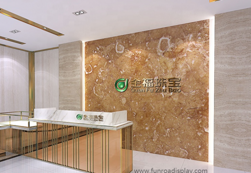 Elegant counter design glass jewelry showroom display counter supplier with spot lights 