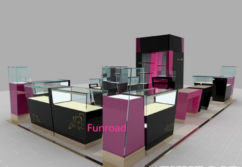 single Jewelry store showcase and counter glass jewellery mall kiosk display showcase with lights 