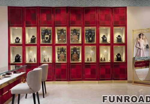 High end jewelry store interior design and decoration with customized jewelry display case and counter