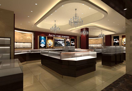 Hot sale glass and wood jewelry display cabinet design for jewelry interior store design and showroom decoration 