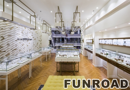 Wall mounted jewelry shop interior display showcase for jewelry shop fitting 