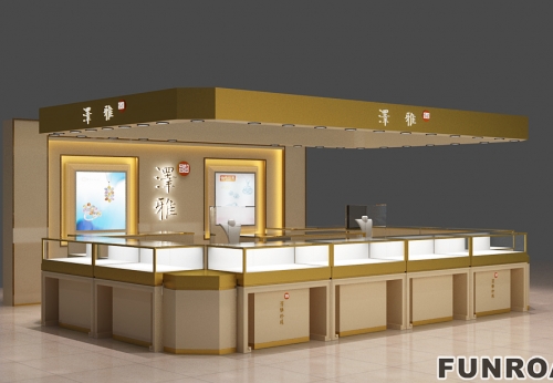 Custom Golden Mall Jewelry Kiosk