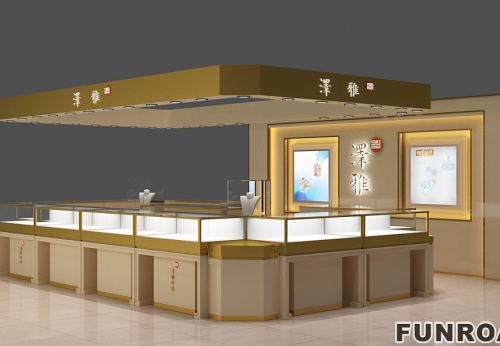 Custom Golden Mall Jewelry Kiosk