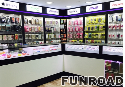 Electronic boutique shop cell phone display showcase mobile phone wall display cabinet for shop decoration 