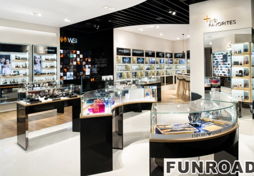 Watch shop fixtures modern glass watch display case wooden counter display