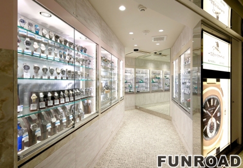 Customized watch store modern LED lighted watch display cabinet