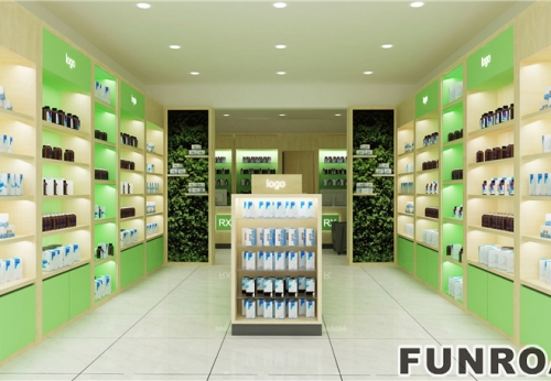 Retail Modern Design Medicine Display Shelf Customized Design Pharmacy Shop Interior Design