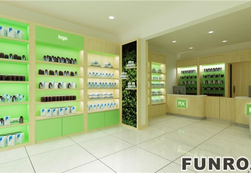 Retail Modern Design Medicine Display Shelf Customized Design Pharmacy Shop Interior Design