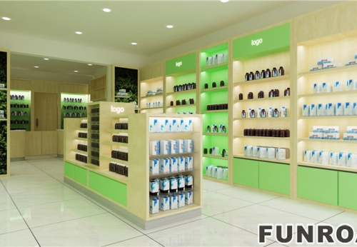 Retail Modern Design Medicine Display Shelf Customized Design Pharmacy Shop Interior Design