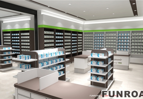 Customized Medical Store Pharmacy Furniture Health Care Pharmacy Shop Interior Design Decor