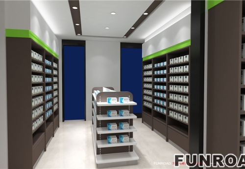 Customized Medical Store Pharmacy Furniture Health Care Pharmacy Shop Interior Design Decor