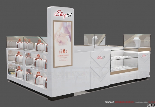 White high-end jewelry kiosk design and customization