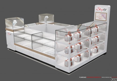 White high-end jewelry kiosk design and customization