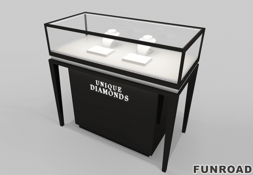 Black Jewelry Display Showcase With Storage Cabinet 