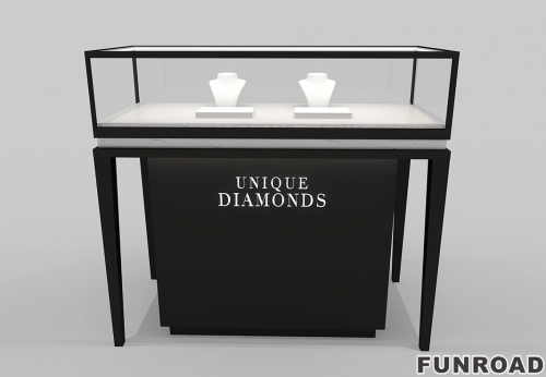 Black Jewelry Display Showcase With Storage Cabinet 