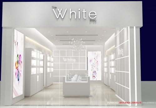 Professional Custom black and white jewelry kiosk for mall shopping 