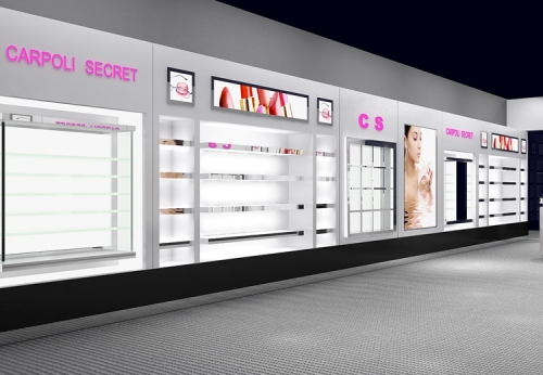 Bespoke cosmetic store display cabinet small custom kiosk for cosmetic brand
